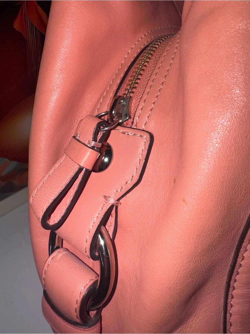 EUC Coach Coral Pink Woven Leather Hobo Shoulder Bag with Triple Entry - Picture 6 of 16